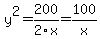 y%5E2+=+200%2F2x+=+100%2Fx