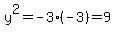y%5E2+=-3%28-3%29=9
