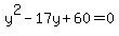 y%5E2-17y%2B60=0