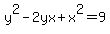 y%5E2-2yx%2Bx%5E2=9