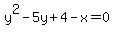 y%5E2-5y%2B4-x=0