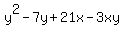 y%5E2-7y%2B21x-3xy