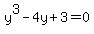 y%5E3-4y%2B3=0