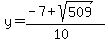 y+=+%28-7%2Bsqrt%28509%29%29%2F%2810%29