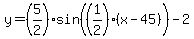 y+=+%285%2F2%29sin%28%281%2F2%29%28x-45%29%29-2