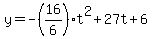 y+=+-%2816%2F6%29t%5E2+%2B+27t+%2B+6