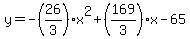 y+=+-%2826%2F3%29x%5E2+%2B+%28169%2F3%29x+-65