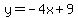y+=+-4x%2B9