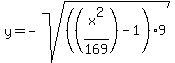 y+=+-sqrt%28%28%28x%5E2%2F169%29-1%29%2A9%29