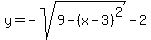 y+=+-sqrt%289-%28x-3%29%5E2%29-2