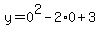 y+=+0%5E2+-+2%2A0+%2B+3