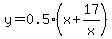 y+=+0.5%2A%28x%2B17%2Fx%29