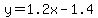 y+=+1.2x+-+1.4