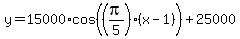 y+=+15000%2Acos%28%28pi%2F5%29%28x-1%29%29+%2B+25000