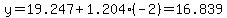 y+=+19.247+%2B+1.204%28-2%29+=+16.839