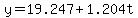 y+=+19.247+%2B+1.204t%2C+-6%3Ct%3C-1