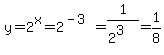 y+=+2%5Ex+=+2%5E%28-3%29+=+1%2F%282%5E3%29+=+1%2F8