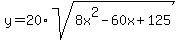 y+=+20%2Asqrt%288x%5E2-60x%2B125%29