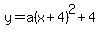 y+=+a%28x%2B4%29%5E2+%2B+4