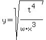 y+=+sqrt%28+t%5E4%2F%28w%2Ax%5E3%29%29