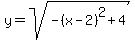 y+=+sqrt%28-%28x-2%29%5E2%2B4%29