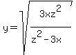y+=+sqrt%283xz%5E2%2F%28z%5E2+-+3x%29%29