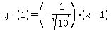 y-%281%29=%28-1%2Fsqrt%2810%29%29%28x-1%29%29