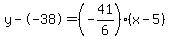 y--38=%28-41%2F6%29%28x-5%29