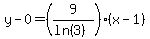 y-0=%289%2F%28ln%283%29%29%29%28x-1%29