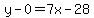 y-0=7x-28