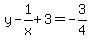 y-1%2Fx%2B3=-3%2F4