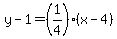 y-1=%281%2F4%29%28x-4%29