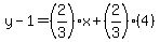 y-1=%282%2F3%29x%2B%282%2F3%29%284%29