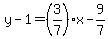 y-1=%283%2F7%29x-9%2F7