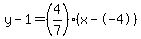 y-1=%284%2F7%29%28x--4%29