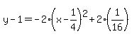y-1=-2%28x-1%2F4%29%5E2%2B2%281%2F16%29