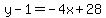 y-1=-4x%2B28