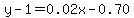 y-1=0.02x-0.70