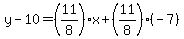 y-10=%2811%2F8%29x%2B%2811%2F8%29%28-7%29