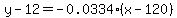 y-12=-0.0334%28x-120%29