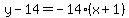 y-14=-14%28x%2B1%29