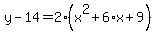 y-14=2%2A%28x%5E2%2B6%2Ax%2B9%29