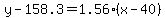 y-158.3=1.56%28x-40%29