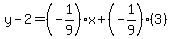 y-2=%28-1%2F9%29x%2B%28-1%2F9%29%283%29
