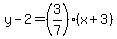 y-2=%283%2F7%29%28x%2B3%29