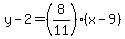 y-2=%288%2F11%29%28x-9%29