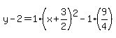 y-2=1%28x%2B3%2F2%29%5E2-1%289%2F4%29