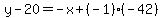 y-20=-x%2B%28-1%29%28-42%29