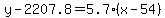 y-2207.8=5.7%28x-54%29