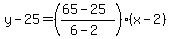 y-25=%28%2865-25%29%2F%286-2%29%29%28x-2%29